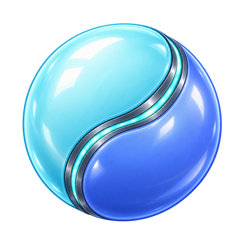 The Gemini ball: two blue halves joined by a silver seam.